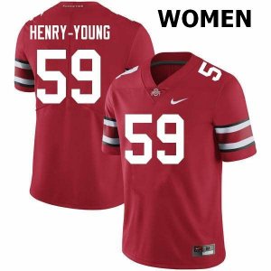 Women's Ohio State Buckeyes #59 Darrion Henry-Young Scarlet Nike NCAA College Football Jersey Spring SWJ1644YB